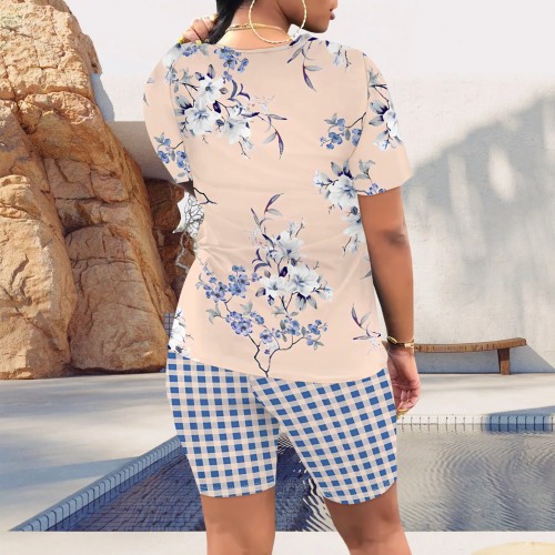 1 Piece Custom Casual Digital Printing Short Sleeve Short Set