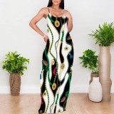 1 Piece Custom Casual Digital Printing Straps Maxi Dress