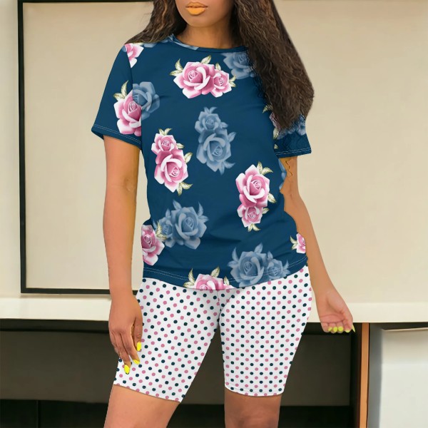 1 Piece Custom Casual Digital Printing Short Sleeve Short Set
