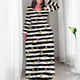 1 Piece Custom Casual Digital Printing Scoop Neck Plus Size Maxi Dresses