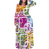 1 Piece Custom Casual Digital Printing Scoop Neck Plus Size Maxi Dresses