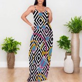 1 Piece Custom Casual Digital Printing Straps Maxi Dress