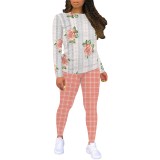 1 Piece Custom Casual Digital Printing Floral Sweatshirt Sweatpants Sets