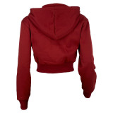 Casual Ribbed Patchwork Hooded Zipper Loose Versatile Jacket