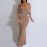 1 Piece Custom Casual Digital Printing Off Shoulder Maxi Dress