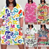 1 Piece Custom Casual Digital Printing V Neck Plus Size Midi Dress