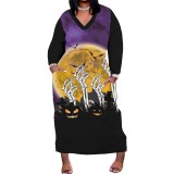 1 Piece Custom Casual Digital Printing V Neck Plus Size Maxi Dress