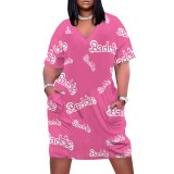 1 Piece Custom Casual Digital Printing V Neck Plus Size Midi Dress