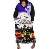 1 Piece Custom Casual Digital Printing V Neck Plus Size Maxi Dress