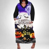 1 Piece Custom Casual Digital Printing V Neck Plus Size Maxi Dress