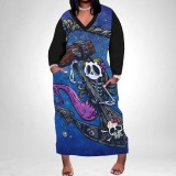 1 Piece Custom Casual Digital Printing V Neck Plus Size Maxi Dress