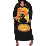 1 Piece Custom Casual Digital Printing V Neck Plus Size Maxi Dress