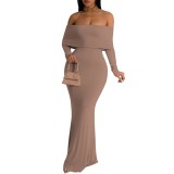 1 Piece Custom Casual Digital Printing Off Shoulder Maxi Dress