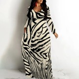 1 Piece Custom Casual Digital Printing Off Shoulder V Neck Maxi Dress