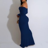 1 Piece Custom Casual Digital Printing Off Shoulder Maxi Dress