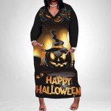 1 Piece Custom Casual Digital Printing V Neck Plus Size Maxi Dress
