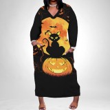 1 Piece Custom Casual Digital Printing V Neck Plus Size Maxi Dress