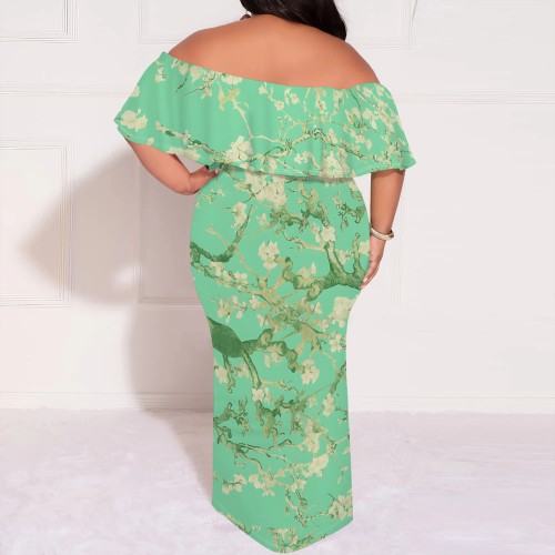 1 Piece Custom Casual Digital Printing Off Shoulder Plus Size Maxi Dress