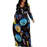 1 Piece Custom Casual Digital Printing V Neck Maxi Dress