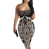 1 Piece Custom Casual Digital Printing Sleeveless U Neck Midi Dress
