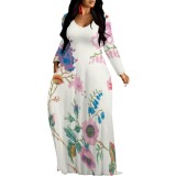 1 Piece Custom Casual Digital Printing V Neck Maxi Dress
