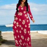 1 Piece Custom Casual Digital Printing V Neck Maxi Dress