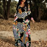 1 Piece Custom Casual Digital Printing V Neck Maxi Dress