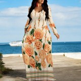 1 Piece Custom Casual Digital Printing V Neck Maxi Dress
