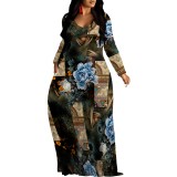 1 Piece Custom Casual Digital Printing V Neck Maxi Dress