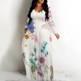 1 Piece Custom Casual Digital Printing V Neck Maxi Dress