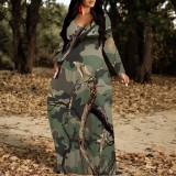 1 Piece Custom Casual Digital Printing V Neck Maxi Dress