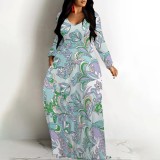 1 Piece Custom Casual Digital Printing V Neck Maxi Dress