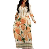 1 Piece Custom Casual Digital Printing V Neck Maxi Dress