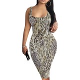1 Piece Custom Casual Digital Printing Sleeveless U Neck Midi Dress