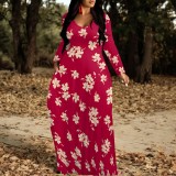1 Piece Custom Casual Digital Printing V Neck Maxi Dress