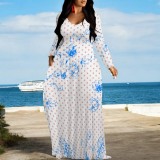 1 Piece Custom Casual Digital Printing V Neck Maxi Dress