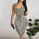 1 Piece Custom Casual Digital Printing Sleeveless U Neck Midi Dress