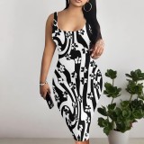 1 Piece Custom Casual Digital Printing Sleeveless U Neck Midi Dress