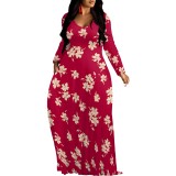 1 Piece Custom Casual Digital Printing V Neck Maxi Dress