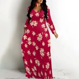 1 Piece Custom Casual Digital Printing V Neck Maxi Dress