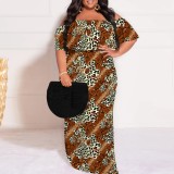 1 Piece Custom Casual Digital Printing Off Shoulder Plus Size Maxi Dress