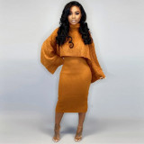 Womens 2 Piece Sweater Dress Knitted Crop Top Bodycon Midi Dresses Set