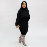 Womens 2 Piece Sweater Dress Knitted Crop Top Bodycon Midi Dresses Set