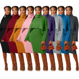 Womens 2 Piece Sweater Dress Knitted Crop Top Bodycon Midi Dresses Set