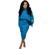 Womens 2 Piece Sweater Dress Knitted Crop Top Bodycon Midi Dresses Set