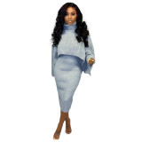 Womens 2 Piece Sweater Dress Knitted Crop Top Bodycon Midi Dresses Set