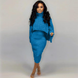 Womens 2 Piece Sweater Dress Knitted Crop Top Bodycon Midi Dresses Set