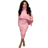 Womens 2 Piece Sweater Dress Knitted Crop Top Bodycon Midi Dresses Set