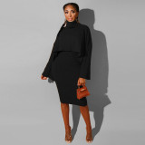Womens 2 Piece Sweater Dress Knitted Crop Top Bodycon Midi Dresses Set