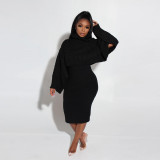 Womens 2 Piece Sweater Dress Knitted Crop Top Bodycon Midi Dresses Set